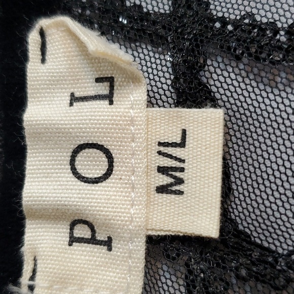 POL- Whimsigoth Black sheer open Cardigan Velvet burnout Floral sequin Sz.M/L - Picture 8 of 10